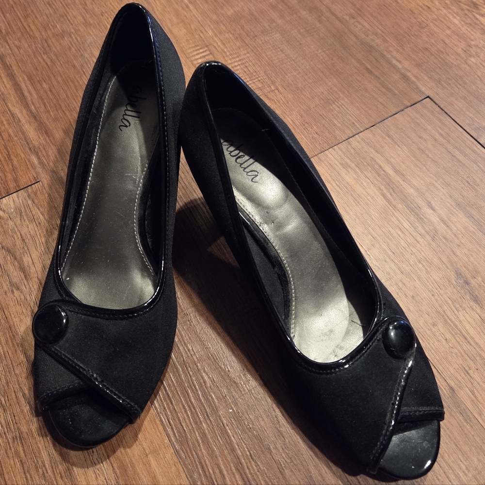 Abella Peep Toe Black Heels